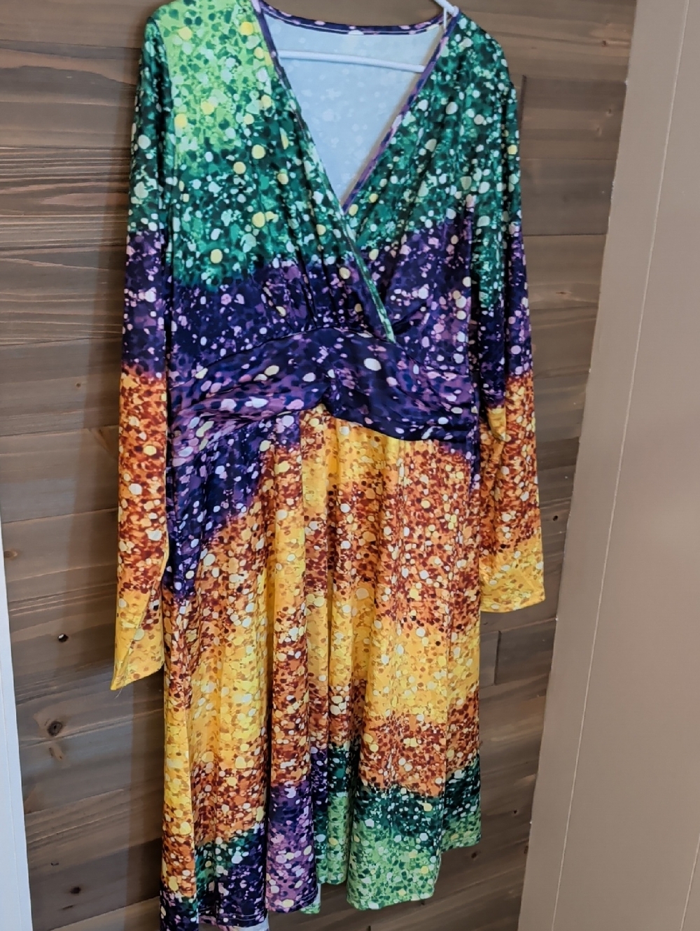 Colorblock Sequin-Print Wrap Midi Dress - Multicolor